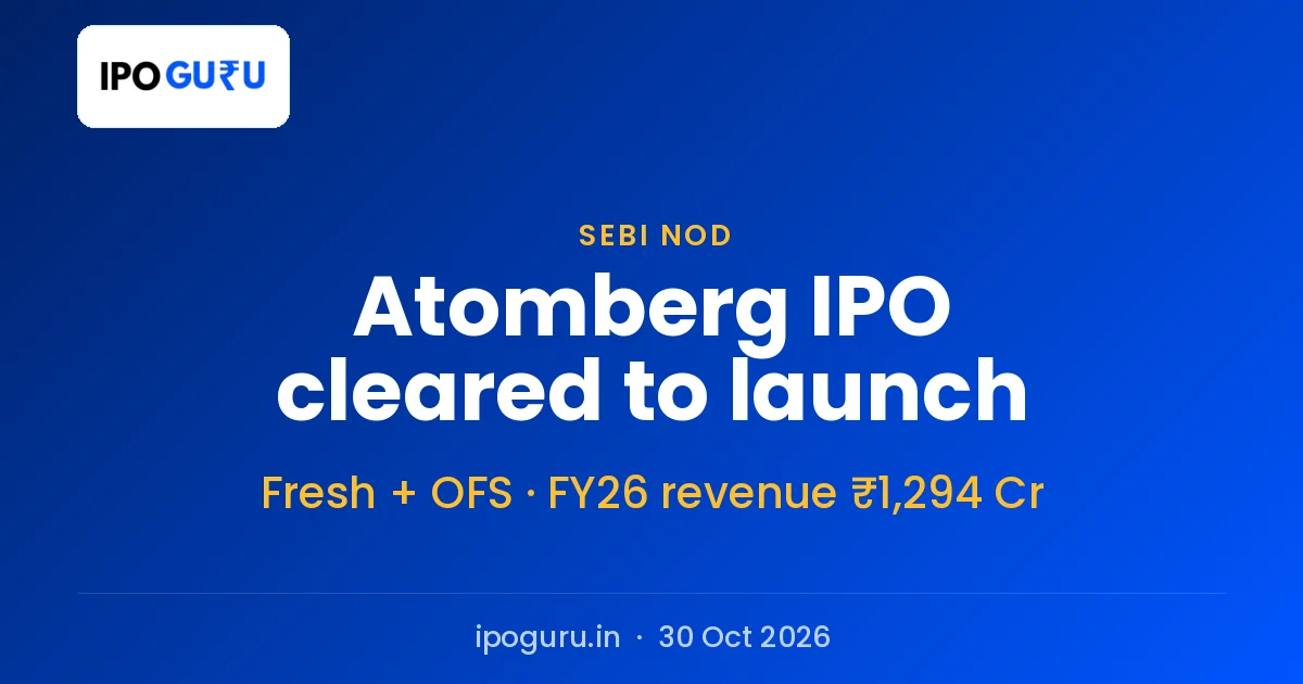 Atomberg IPO Gets SEBI Nod: Fresh Issue Up to ₹450 Crore Plus OFS