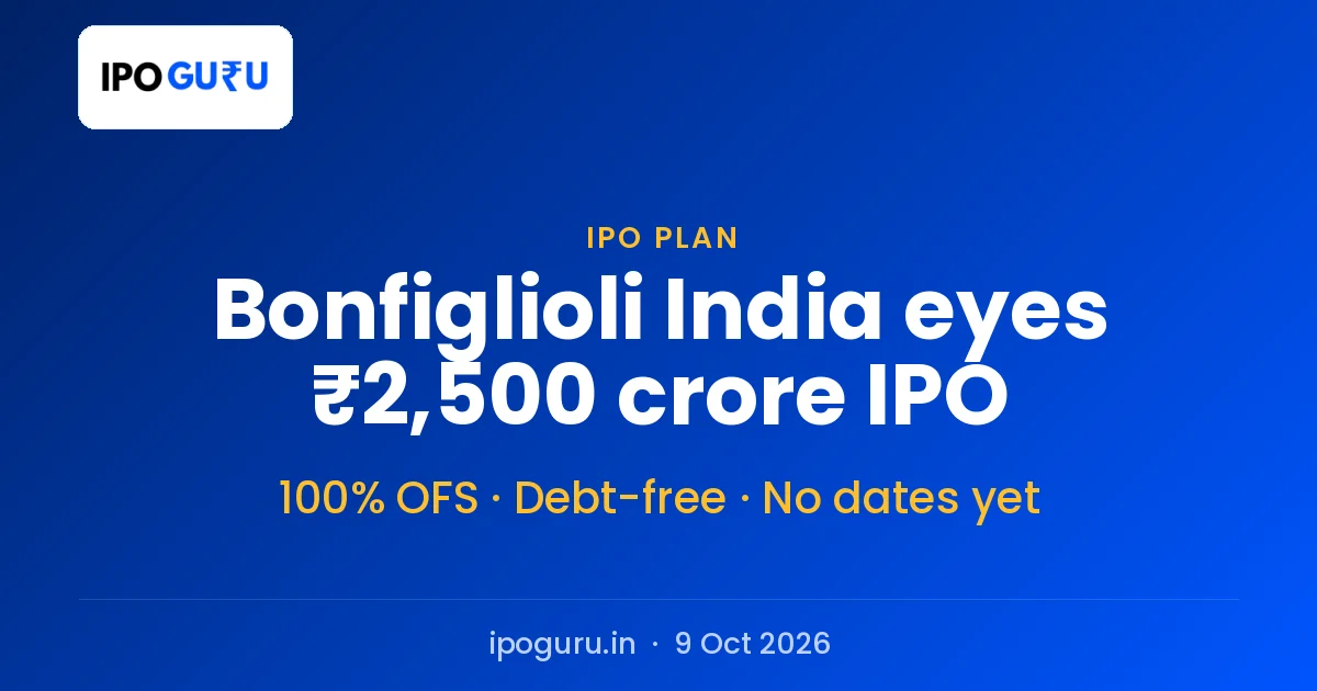Bonfiglioli India IPO Eyed at ₹2,500 Crore, All Sale by Italian Parent