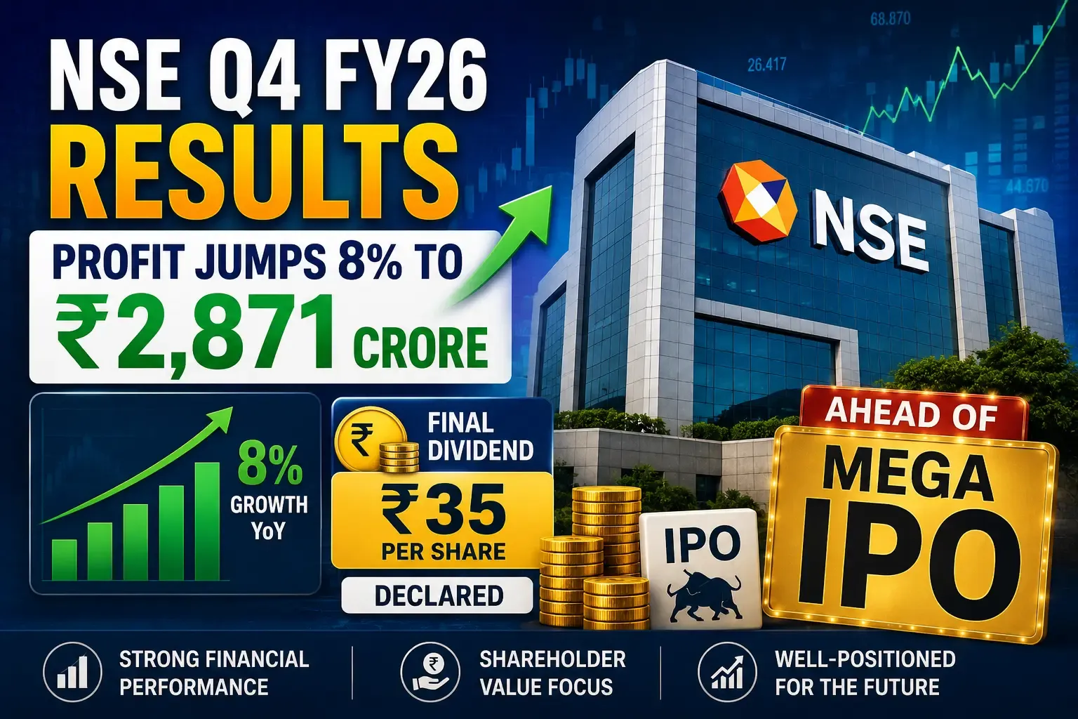 NSE Q4 FY26 Results: Profit Jumps 8% to ₹2,871 Crore, Final Dividend of ₹35 Declared Ahead of Mega IPO
