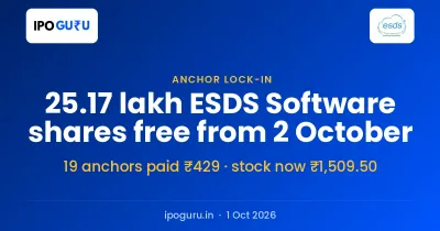 ESDS Software Anchor Lock-in Ends 2 October: 25.17 Lakh Shares Free