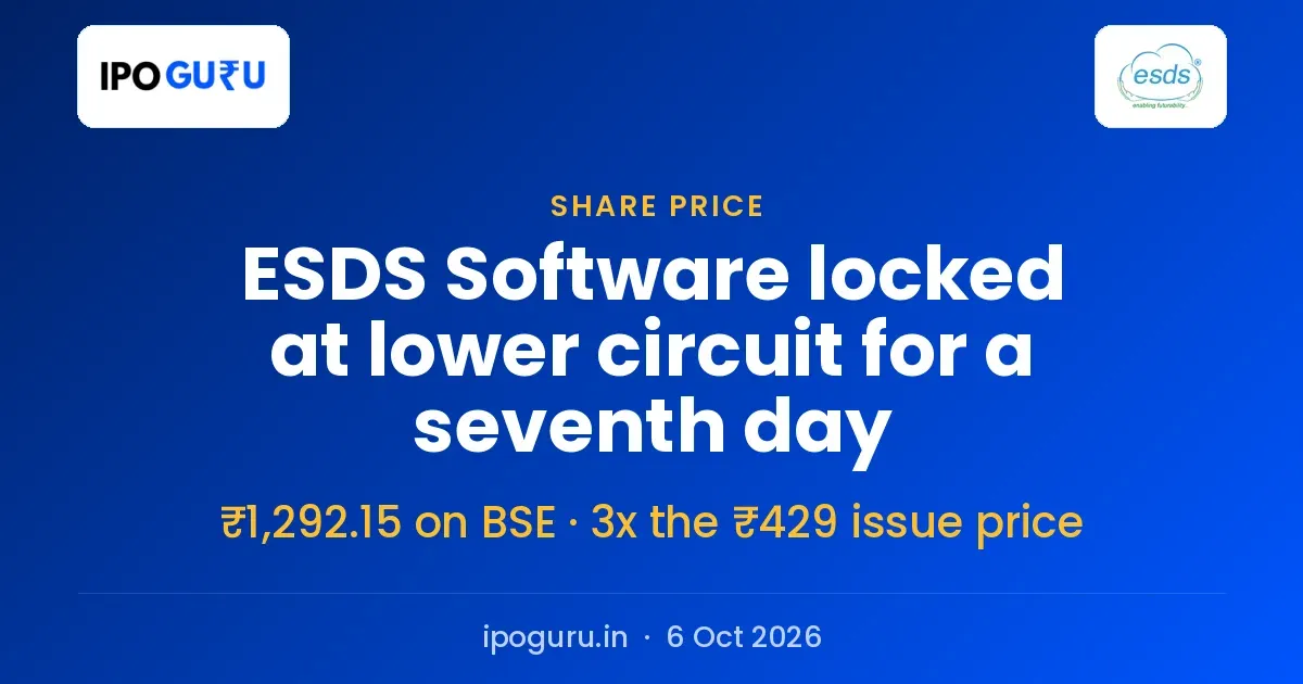 ESDS Software Share Price Hits a Seventh Lower Circuit, Still Triple the IPO Price