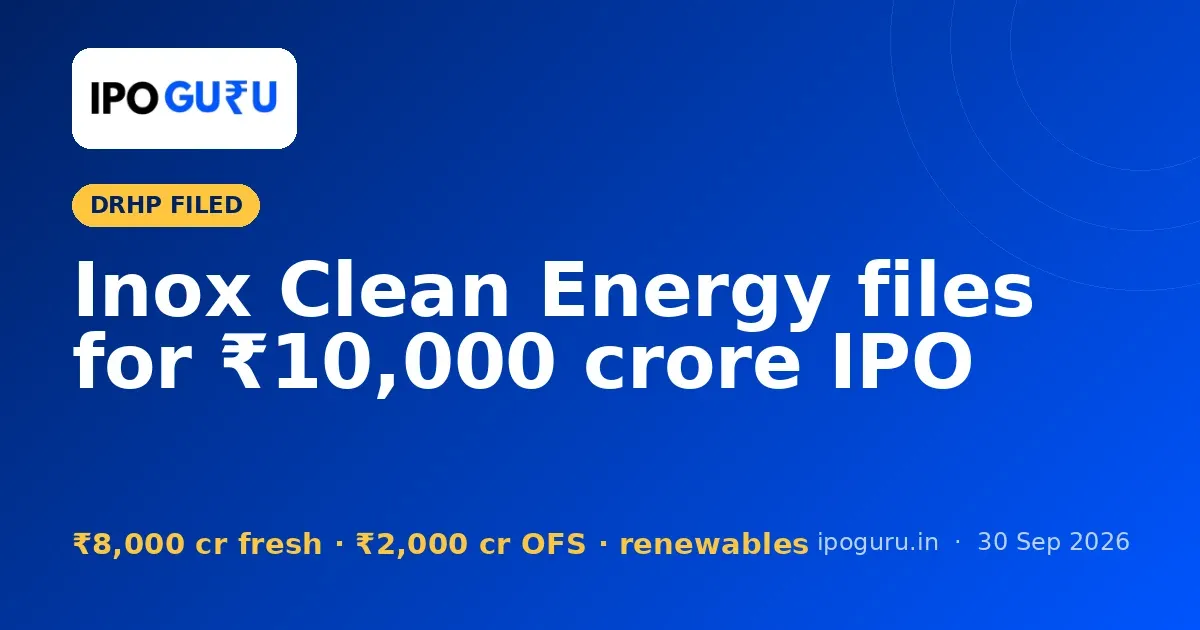 Inox Clean Energy IPO: ₹10,000 Crore Draft Papers Filed With SEBI