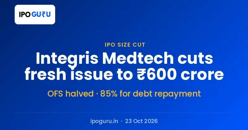 Integris Medtech IPO Shrinks to ₹600 Crore Fresh Issue as Co-Founders Drop Sale
