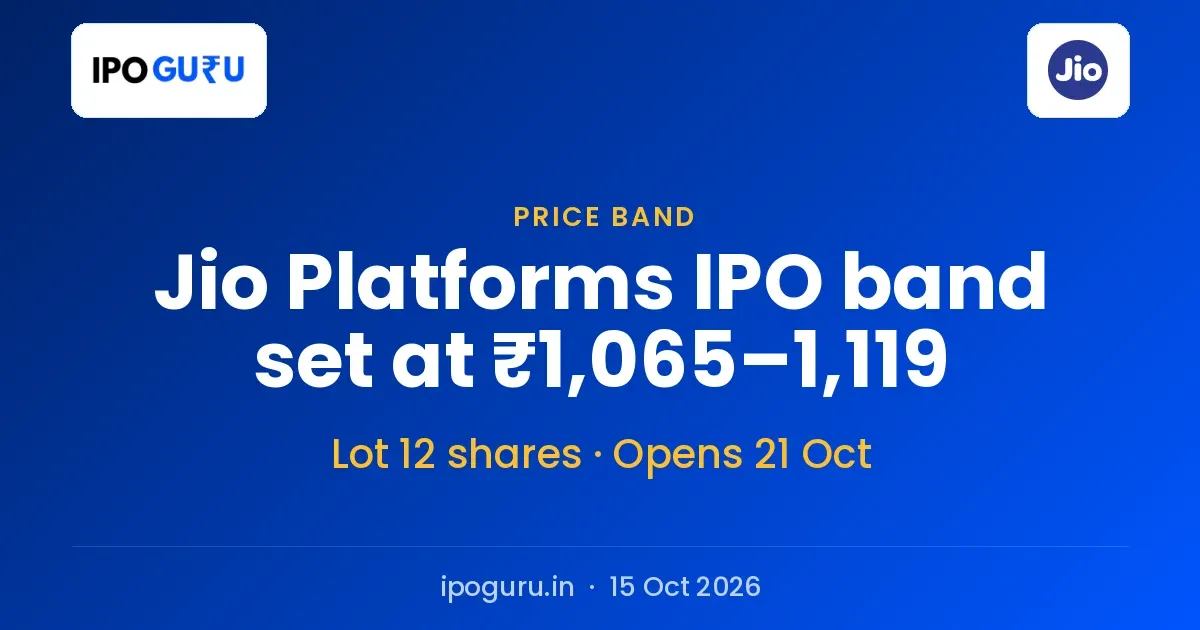 Jio Platforms IPO Price Band Set at ₹1,065–1,119 for India's Largest Issue