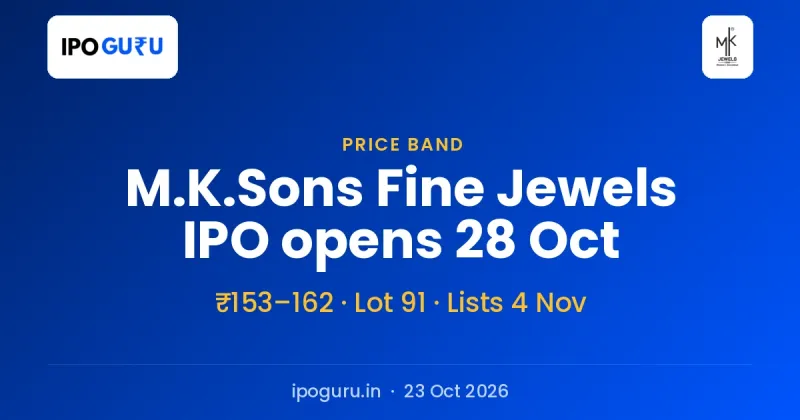 M.K.Sons Fine Jewels IPO Opens 28 October With a ₹330.48 Crore Issue at ₹153–162