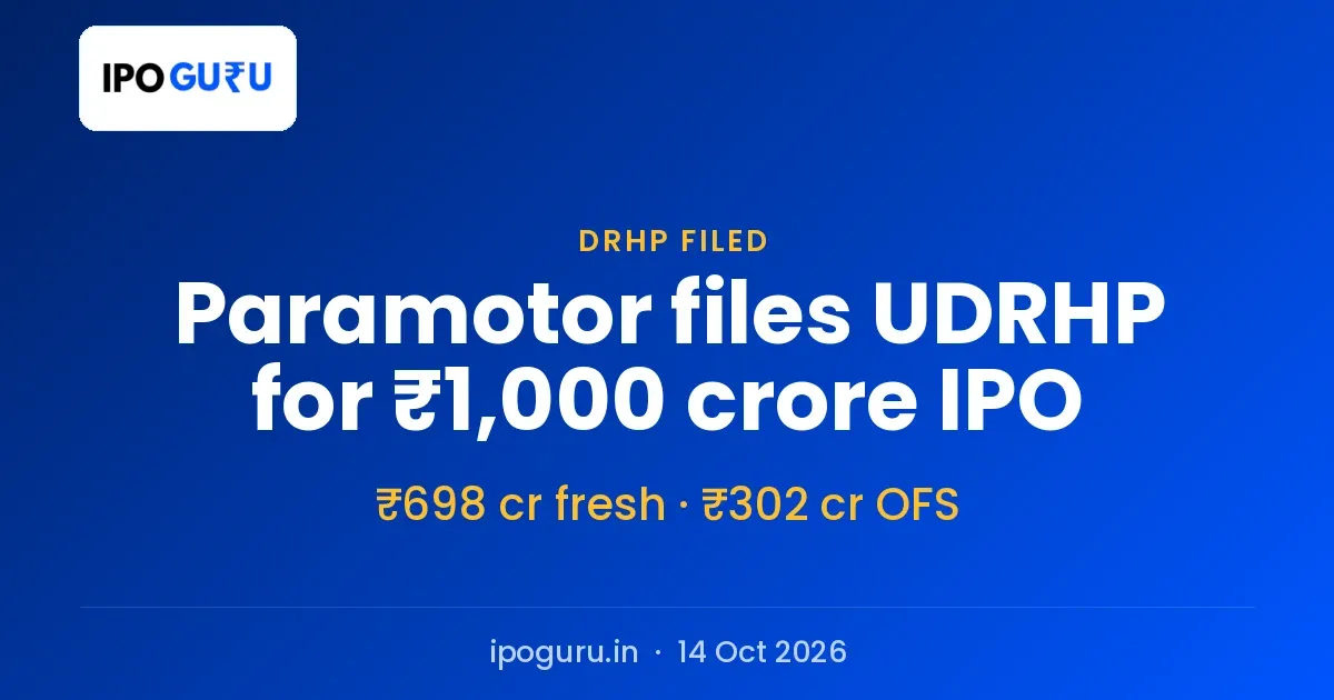 Paramotor Digital Technology Files UDRHP for ₹1,000 Crore IPO After SEBI Approval