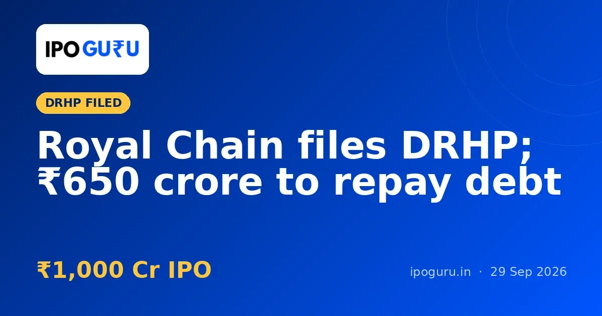 Royal Chain IPO: DRHP Filed for Rs 1,000 Crore