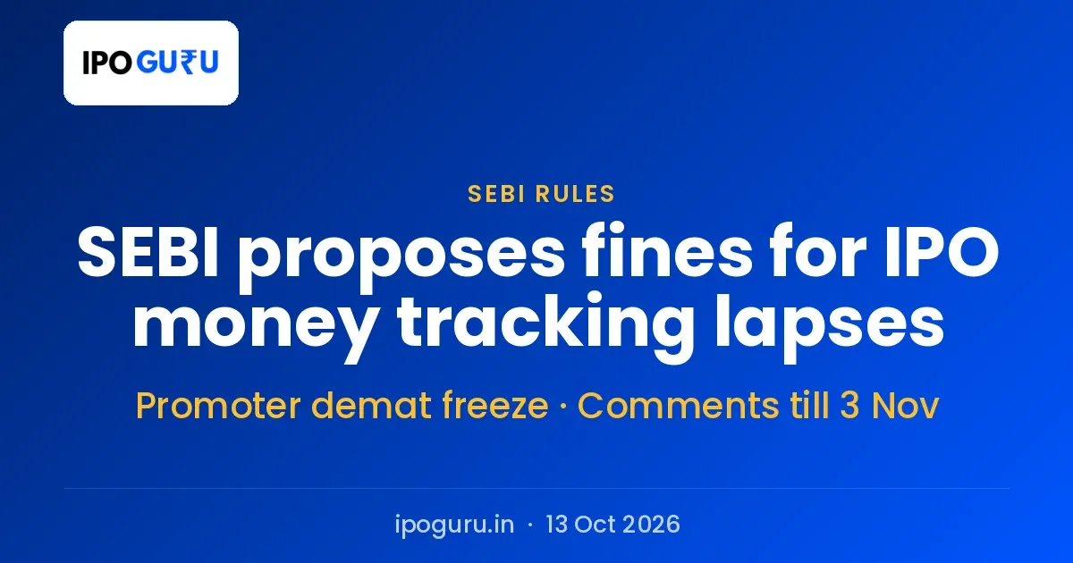 SEBI Proposes ₹50,000 Fine and Promoter Demat Freeze for IPO Money Tracking Lapses