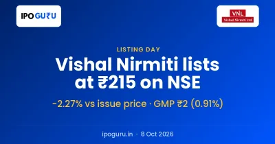 Vishal Nirmiti IPO Listing: Shares Open at ₹215 on NSE, -2.27% vs Issue Price